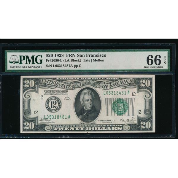 1928 $20 San Francisco FRN PMG 66EPQ