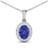 Image 1 : 14KT White Gold 1.09ct Tanzanite and Diamond Pendant with Chain