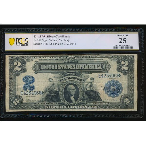 1899 $2 Mini Porthole Silver Certificate PCGS 25