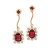 Image 1 : Plated 18KT Yellow Gold 1.93ctw Garnet and Diamond Earrings