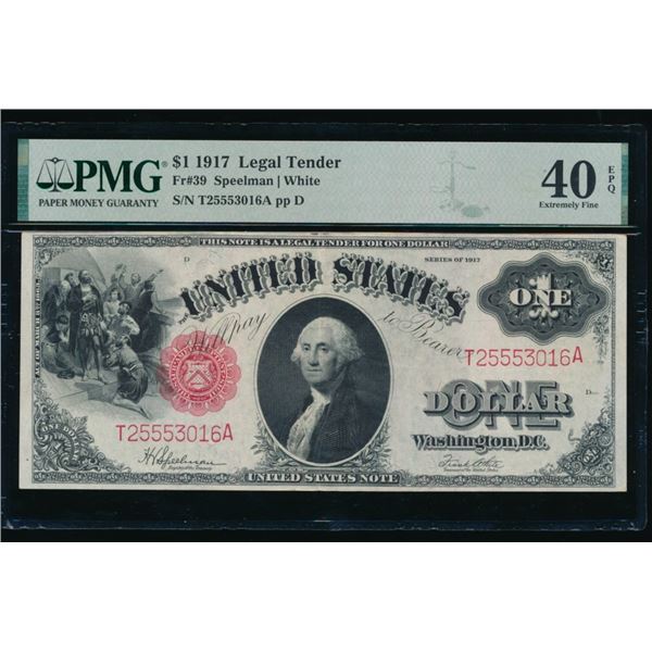 1917 $1 Legal Tender Note PMG 40EPQ