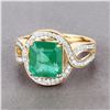 Image 2 : 14KT Yellow Gold 3.42ct Zambian Emerald and Diamond Ring