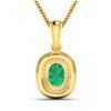 Image 2 : 14KT Yellow Gold 1.00ct Emerald and Diamond Pendant with Chain