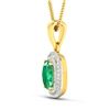 Image 3 : 14KT Yellow Gold 1.00ct Emerald and Diamond Pendant with Chain