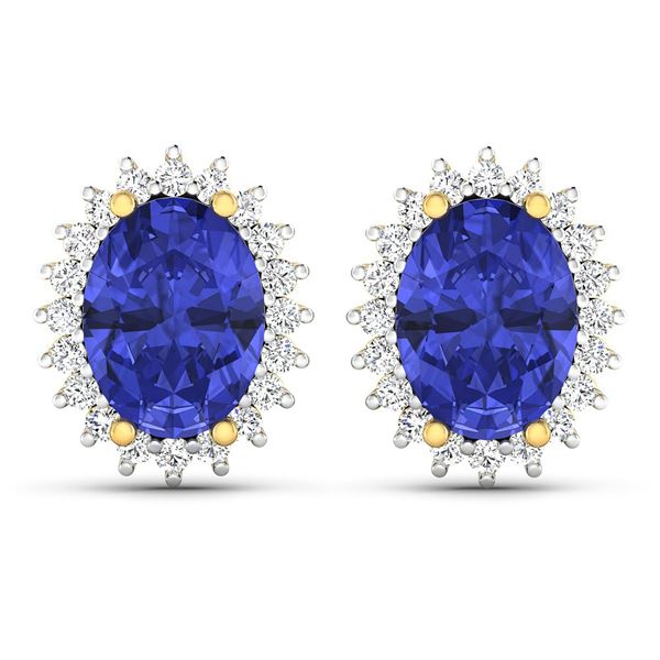 14KT Yellow Gold 2.18ctw Tanzanite and Diamond Earrings