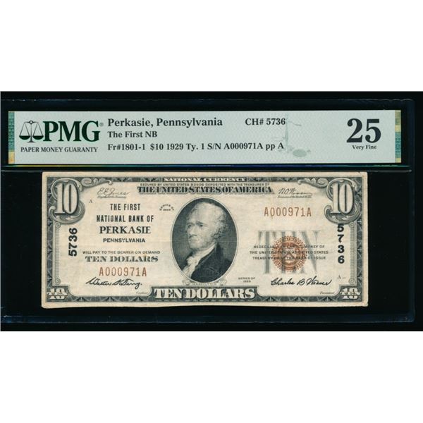 1929 $10 Perkasie PA National PMG 25