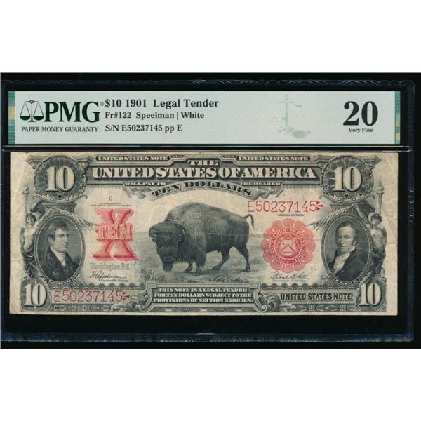 1901 $10 Bison Legal Tender Note PMG 20