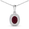 Image 1 : 14KT White Gold 1.5ct Ruby and Diamond Pendant with Chain