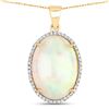 Image 1 : 14KT Yellow Gold 8.52ct Opal and Diamond Pendant with Chain