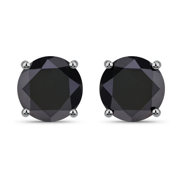 14KT White Gold 4.25ctw Black Diamond Earrings