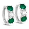 Image 1 : 14KT White Gold 1.72cts Emerald and Lab Diamond Earrings