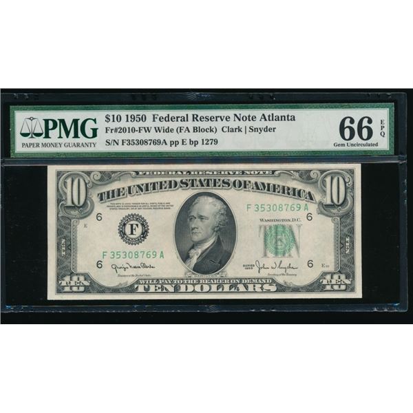 1950 $10 Atlanta FRN PMG 66EPQ