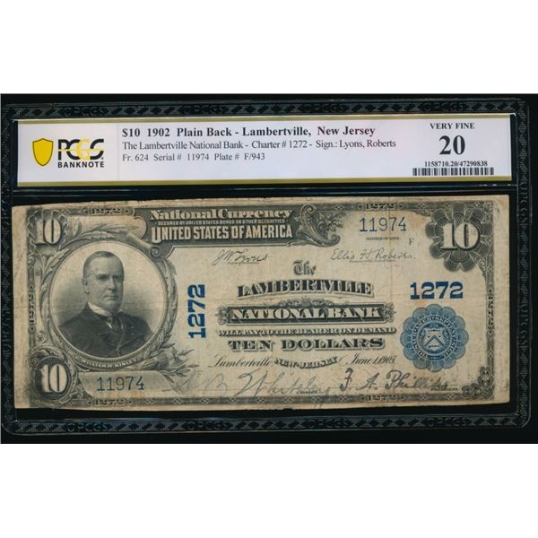 1902 $10 Lambertville NJ National PCGS 20