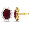 Image 4 : 14KT Yellow Gold 3.00ctw Ruby and Diamond Earrings