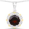 Image 1 : Plated Rhodium 2.25ct Garnet and Diamond Pendant with Chain