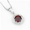 Image 2 : Plated Rhodium 2.25ct Garnet and Diamond Pendant with Chain