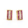 Image 1 : Plated 18KT Yellow Gold 1.21ctw Ruby and Diamond Earrings