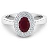 Image 1 : 14KT White Gold 0.95ct Ruby and Diamond Ring