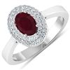 Image 2 : 14KT White Gold 0.95ct Ruby and Diamond Ring