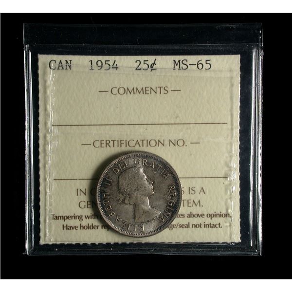 1954 Twenty-five Cents, ICCS MS-65