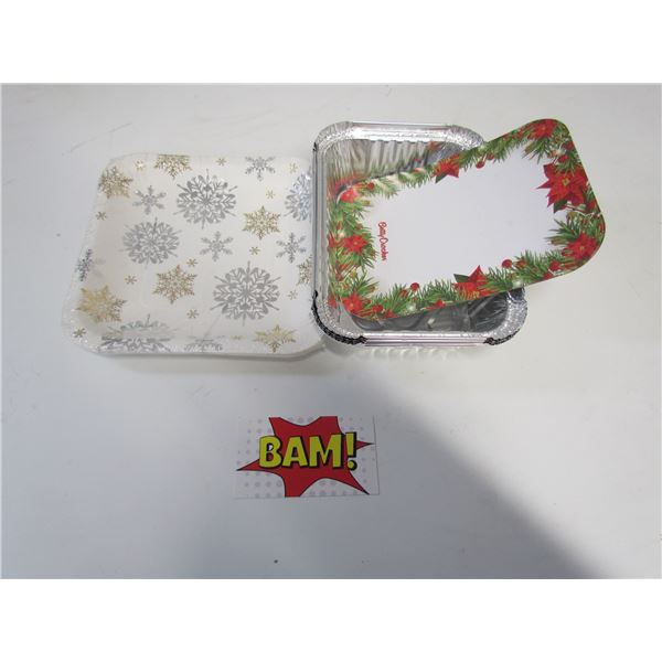 4 pc Tinfoil Food Trays 8 Paper Plates