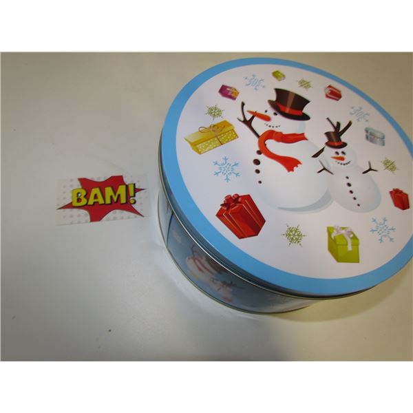 Snowman Round Tin  Blue