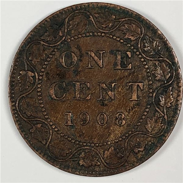 Canadian Large Cent 1908 EF+