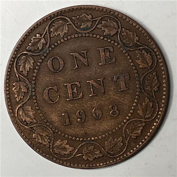 Canadian Large Cent 1908 VF+