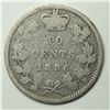 Image 1 : Canadian .10 Cent Dime 1886 Small Date