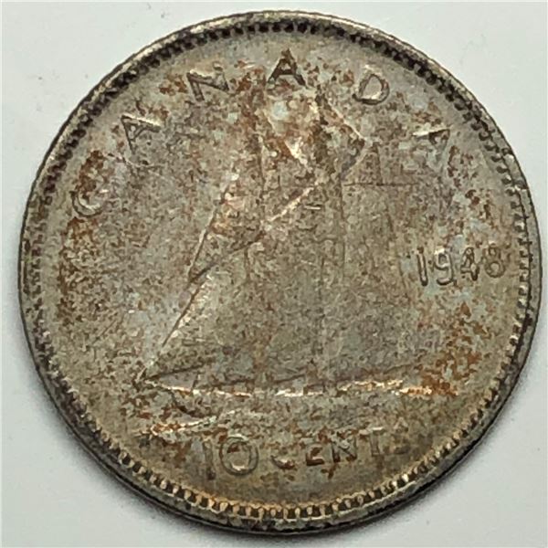 Canadian .10 Cent Dime 1948