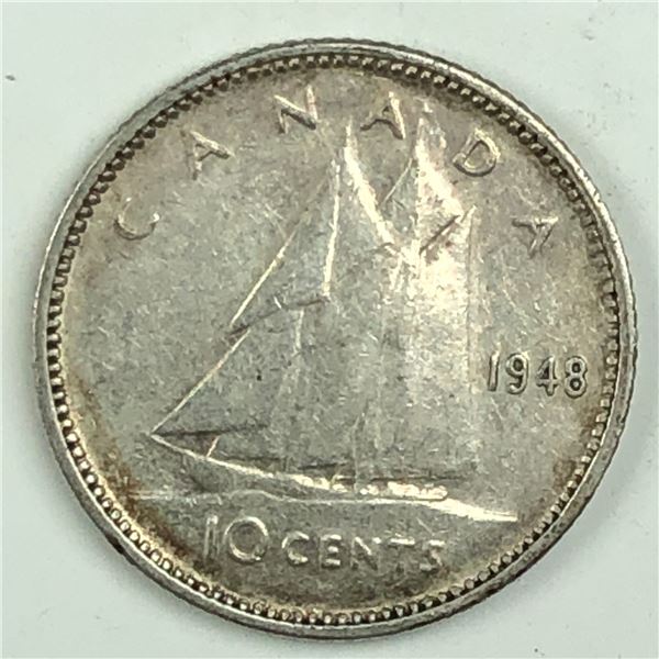 Canadian .10 Cent Dime 1948 VF