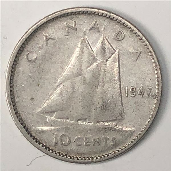 Canadian .10 Cent Dime 1947 Maple