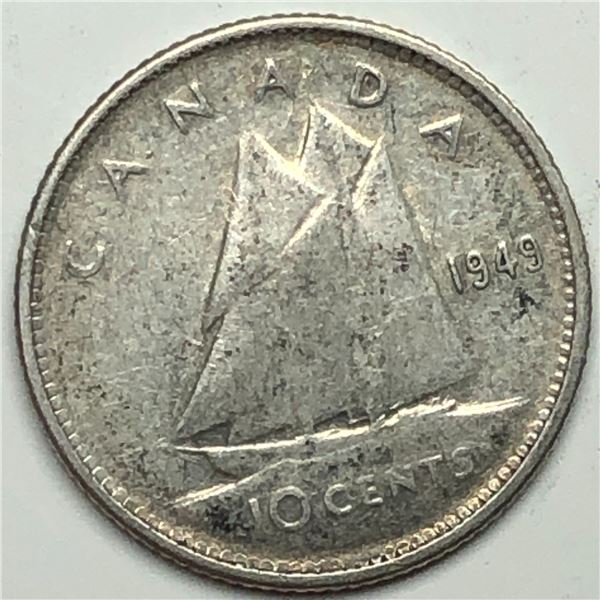 Canadian .10 Cent Dime 1949