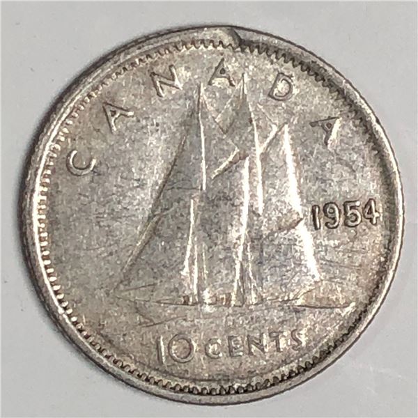 Canadian .10 Cent Dime 1954 EF