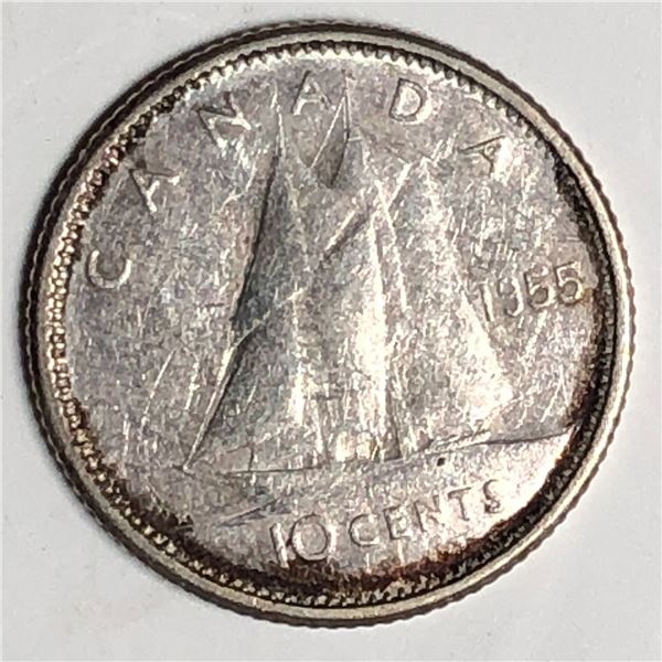 Canadian .10 Cent Dime 1955 EF+