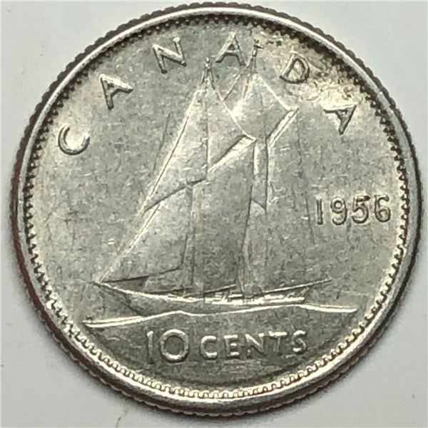 Canadian .10 Cent Dime 1956