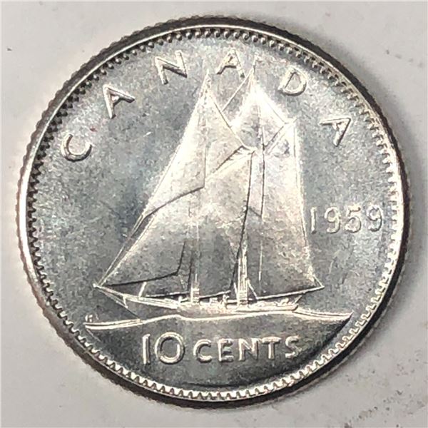 Canadian .10 Cent Dime 1959 BU