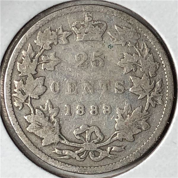 1888 Queen Victoria 25 Cents