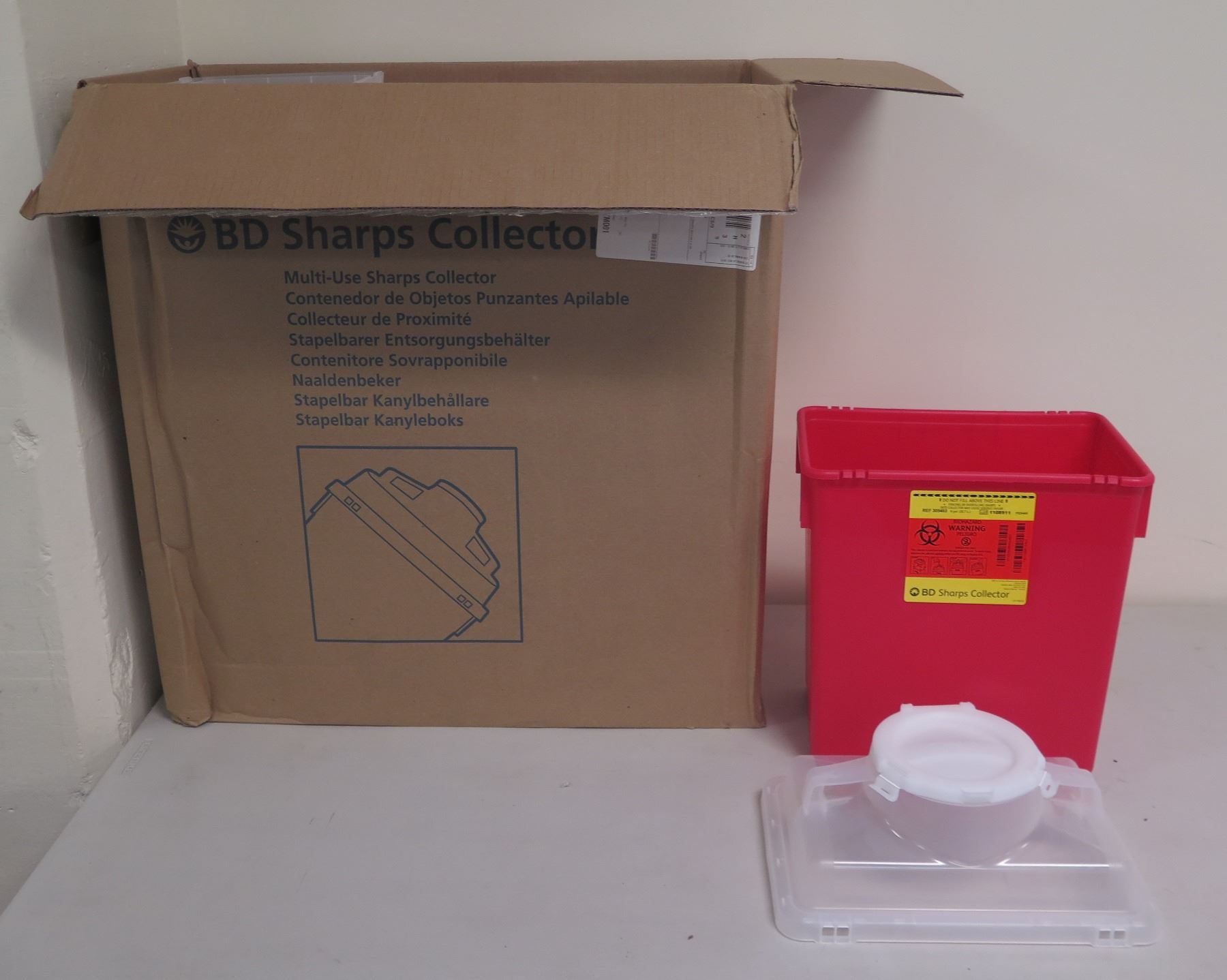 Box (total 12) BD 305465 Sharps Collectors 6 gal. w/ Lids