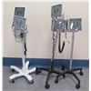 Image 1 : Qty 3 Rolling Pole Stands w/ Baskets & 5 Blood Pressure Meters: Welch-Allyn & Tycos