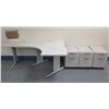 Image 1 : Steelcase "L" Shaped Desk 70" x 45" x 27"H w/ 3 Small 2-Drawer Rolling Cabinets