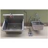 Image 1 : Qty 2 Metal Sinks: Wall Mount 26" x 24" x 17"H & Counter 15" x 22" x 22"H w/ Pedals