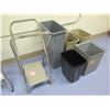 Image 2 : Qty 5 Waste Receptables & R&B Wire Products Rolling Laundry Cart 18" x 15" x 36"H (open)