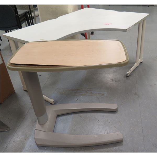 Modular "L" Shaped Desk 60" x 42" x 29"H & Overbed Table 32" x 18"