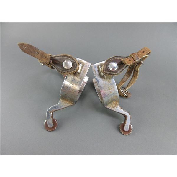 Bottom Edge Marked Crockett Spurs With Straps-Rough Condition