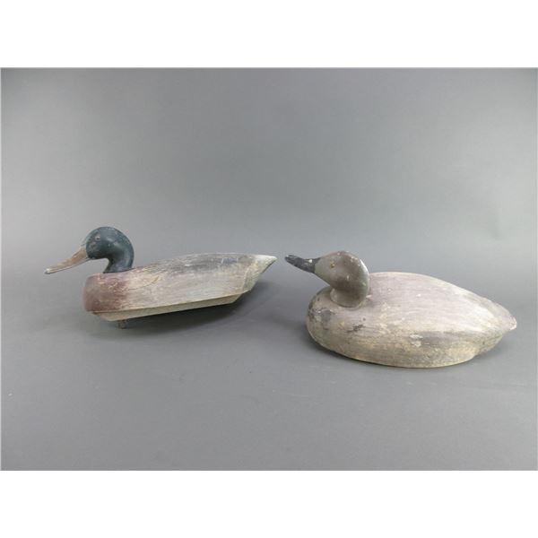 2 Handcrafted Wooden Mallard Decoys