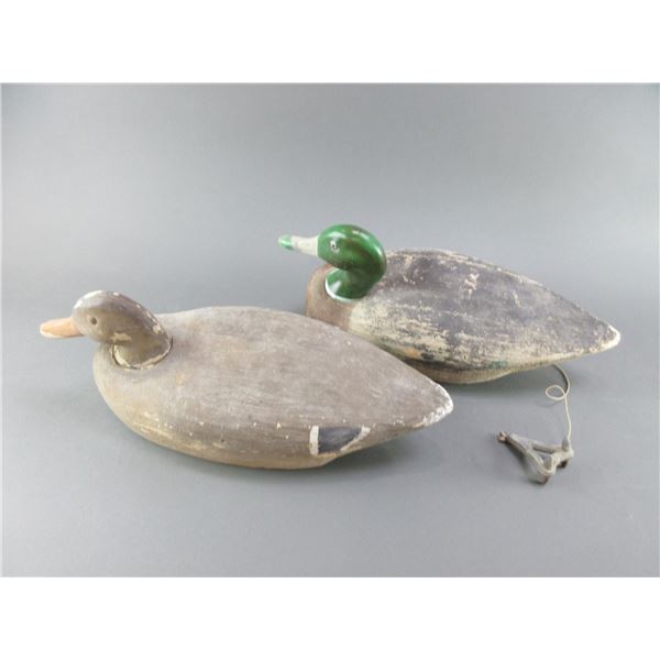 2 Handcrafted Wooden Mallard Decoys