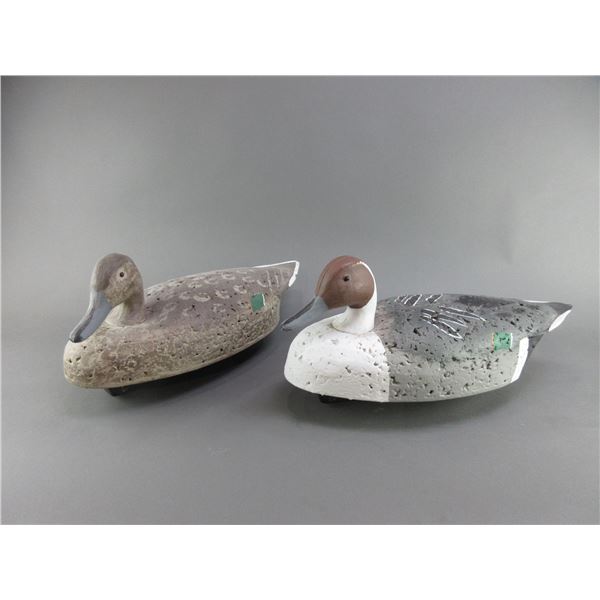 2 Wood And Cork Decoys Marked JAJ