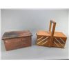 Image 1 : Sewing Box- 7" X 16" X 8"- Primitive Neverslip Caulk Box- 7.5" X 14.5" X 7.5"