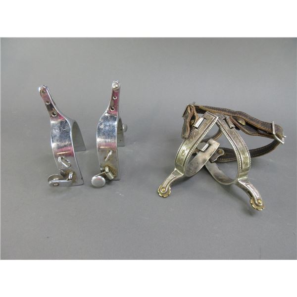 Marked Kelly Stainless Spurs Without Rowels- Imported Spurs With Straps